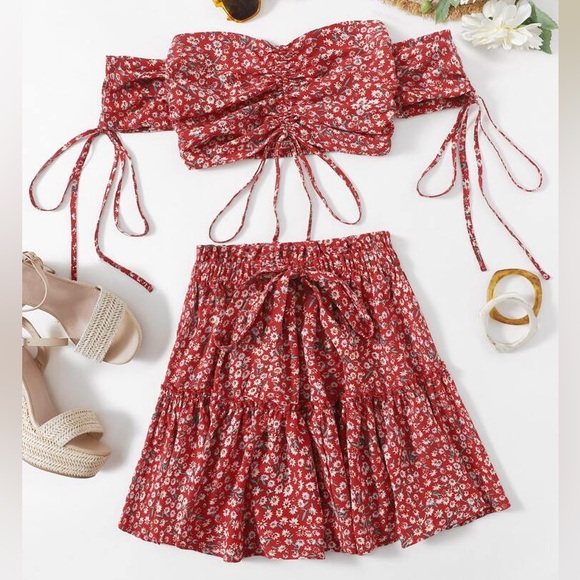 SHEIN floral Mini Skirt Set - Picture 1 of 3